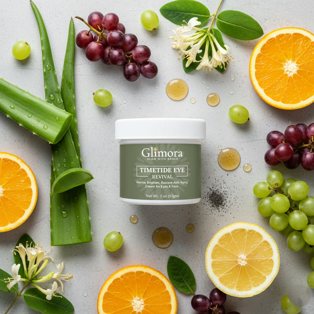 Glimora TimeTide Eye Revival-Glimora  Peptide & AHA Eye Treatment | Youthful Eye  & Face Lotion | Made in USA