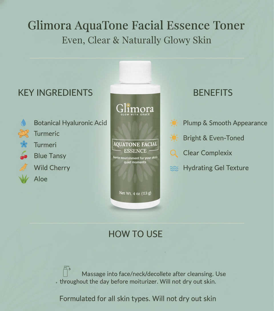 Glimora AquaTone Facial Essence-(Amino  Acid Power House) pH Balancing & Cellular  Support | Made in USA
