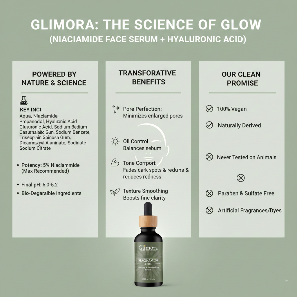 Glimora Niacinamide 5% + Hyaluronic Acid Serum | Pore-Refining & Barrier Support
