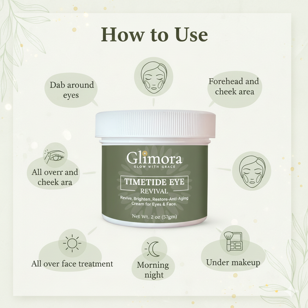 Glimora TimeTide Eye Revival-Glimora  Peptide & AHA Eye Treatment | Youthful Eye  & Face Lotion | Made in USA