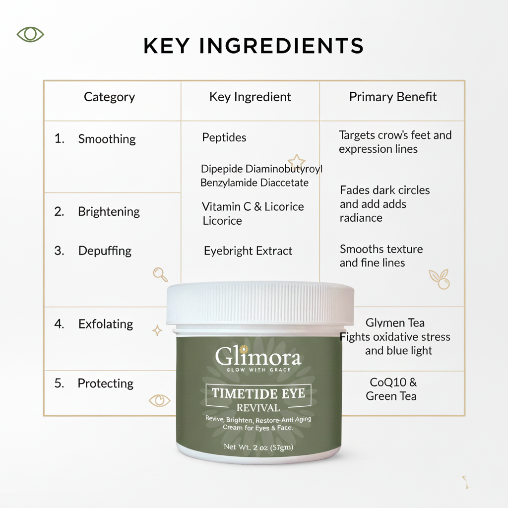 Glimora TimeTide Eye Revival-Glimora  Peptide & AHA Eye Treatment | Youthful Eye  & Face Lotion | Made in USA