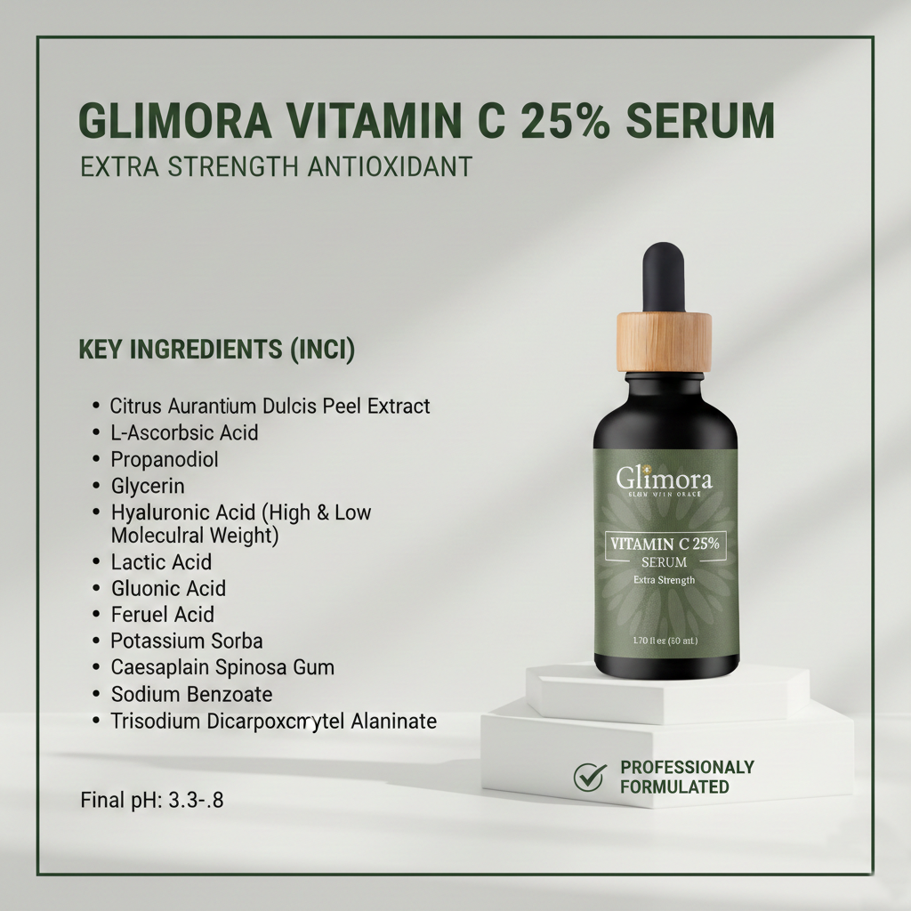 Glimora Vitamin C 25% Clinical Serum |  High-Potency Brightening & Anti-Aging