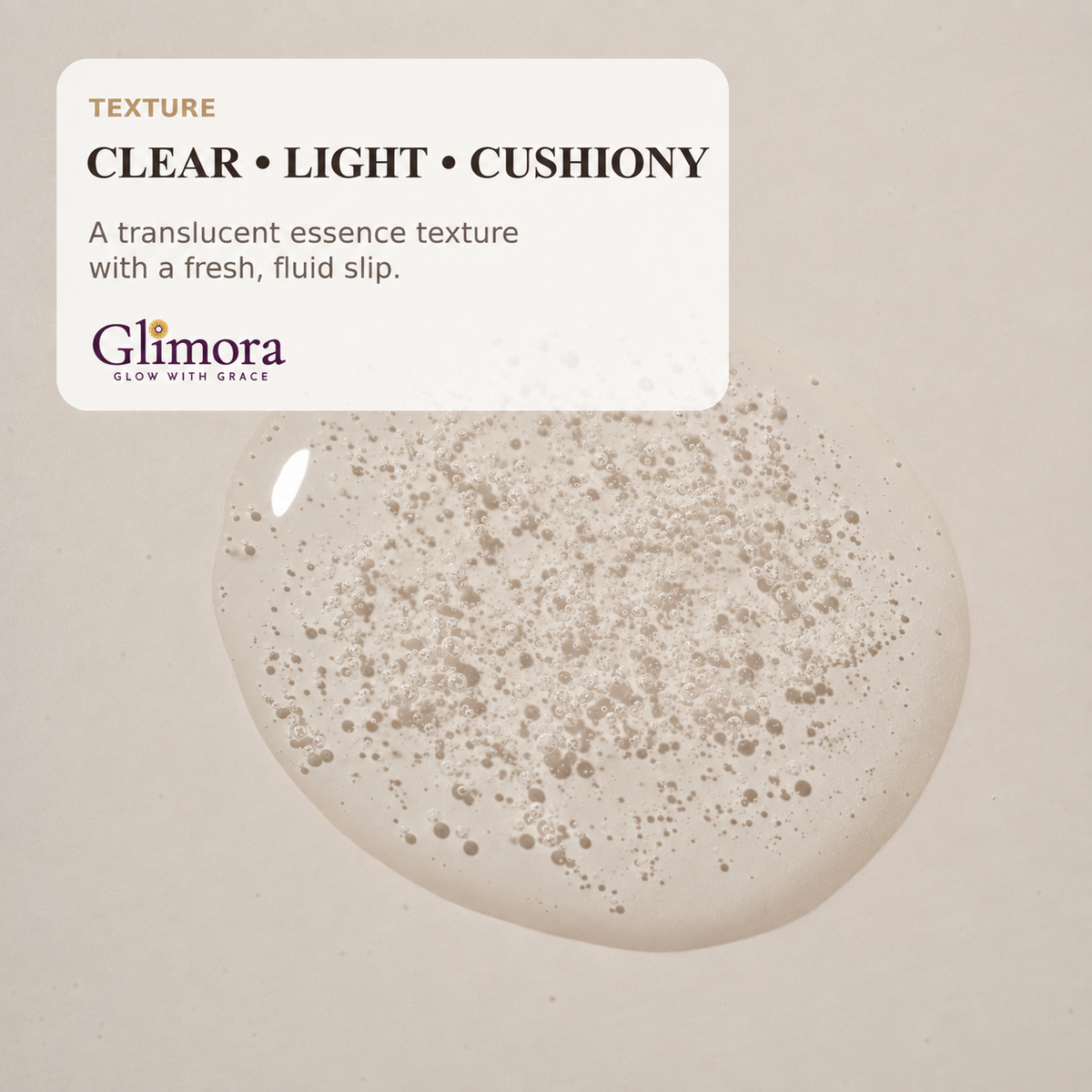 GLIMORA Multi-Molecular Hyaluronic Acid Essence texture close-up.
